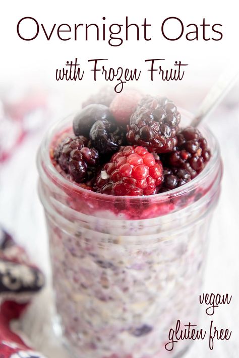 This healthy Overnight Oats with Frozen Fruit is made with frozen berries, chia seeds, and soy milk. It's an easy make ahead breakfast. Overnight Oats With Frozen Fruit, Easy Make Ahead Breakfast, Healthy Overnight Oats, Vegan Breakfasts, Overnight Oats Recipe Healthy, Overnight Oats Healthy, Frozen Berries, Milk It, Vegetarian Breakfast Recipes