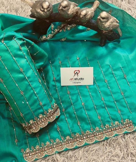 A Art Studio on Instagram: “For customising your outfits DM us/WhatsApp at 9133502232 . Dispatch in 7 to 10 working days . #aartstudio #aariworkblouse #aariwork…” Simple Tread Works For Blouse, A Art Studio Blouse Designs, Simple Maggam Work Blouse Designs Simple, Latest Fashion Blouse Designs, Bottu Mala, Arya Work, Plain Blouse Designs, Mala Designs, Magam Work Designs