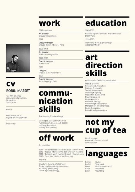 Resume Design Inspiration, Design Cv Template, Cv Website, Professional Resume Design, Cv Original, It Cv, Graphic Design Cv, Cv Inspiration, Mises En Page Design Graphique