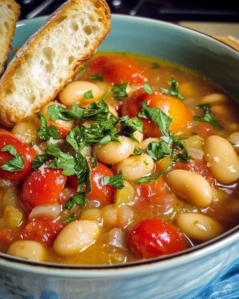 White Bean Stew, Bean Stew, Roasted Tomato, White Bean Soup, White Bean, Roasted Tomatoes, White Beans, Delicious Soup, Lemon Zest