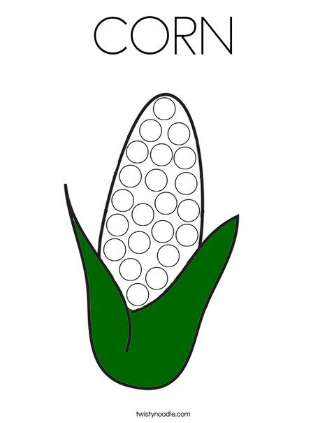 CORN Coloring Page - Twisty Noodle Corn Dot Painting, Corn Fine Motor Activities, Corn Worksheet Preschool, Corn Activities For Kids, Corn Activities For Toddlers, Corn Template Free Printable, Corn Crafts Preschool, Corn Activities For Preschool, Corn Preschool