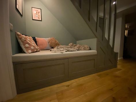 McEnroe Carpentry & Joinery’s Instagram post: “Under stair storage seat with push to open drawers. A cosy and functional spot for any hallway! #LoveYourJob #Carpenter #Joiner #Carpentry…” Under Stairs Seating And Storage, Built In Bench Under Stairs, Understairs Bench Storage, Under Stairs Storage Panelling, Under Stairs Bench Seat, Seat Under Stairs, Under Stairs Seating, Bench Under Stairs, Hallway Seating Ideas