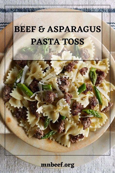 Ground Beef And Asparagus, Beef And Asparagus, Ground Beef Pasta, Quick Pasta, Meat Pasta, Ground Beef Dishes, Asparagus Pasta, Beef Pasta, One Pot Dinner