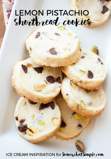 Lemon Pistachio Shortbread Cookies - Somewhat Simple Pistachio Cookies Recipe, Pistachio Shortbread Cookies, Pistachio Shortbread, Lemon Pistachio, Lemon Shortbread Cookies, Love From The Oven, Pistachio Cookies, Amazing Desserts, Ice Cream Cookies