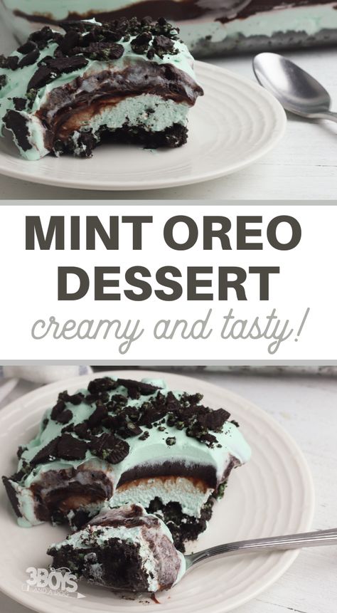 Mint Oreo Dessert, Cinnamon Treats, Mint Dessert, St Patrick's Day Recipes, Mint Desserts, Oreo Dessert Recipes, Mint Oreo, Dirt Cake, Mint Recipes