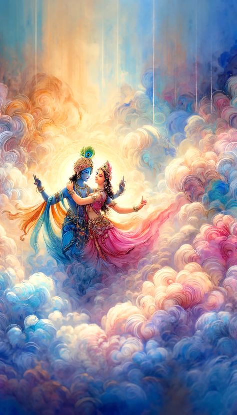 Krishna Dance, Krishna Pic, Hues Of Happiness, Radha And Krishna, Keep Shining, Romance Art, Photo To Cartoon, Krishna Radha Painting, Twin Flames