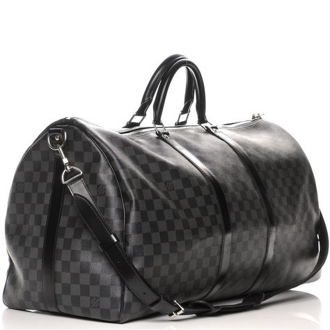 LOUIS VUITTON Damier Graphite Keepall Bandouliere 55 ❤ liked on Polyvore featuring bags and luggage Louis Vuitton Duffel Bag, Black Louis Vuitton, Black Leather Top, Travel Duffel, Duffel Bag Travel, Zipped Bag, Stylish Bag, Zipper Bags, Duffel Bag