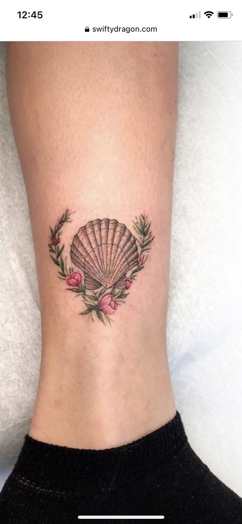 Ocean Life Tattoos, Endless Tattoo, Seashell Tattoo, Sea Life Tattoos, Best Small Tattoos, Seashell Tattoos, Shell Tattoos, Ribbon Tattoos, Tattoos For Women Flowers