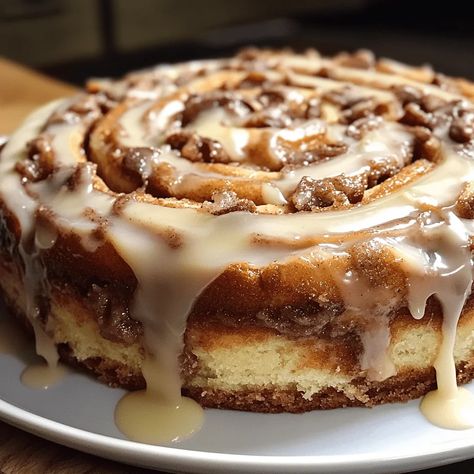 Cinnamon Twist Loaf Handmade Farmhouse, Cinnabon Cinnamon Cake, Small Cinnamon Roll Cake, Cinnamon Bun Coffee Cake, Ooey Gooey Cinnamon Swirl Cake, Betty Crocker Cinnamon Rolls, Cinnamon Bun Cake Recipe, Maple Icing For Cinnamon Rolls, Classic Cinnamon Roll Recipe