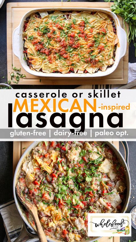 Dairy Free Mexican Recipes, Dairy Free Tacos, Taco Lasagna Recipe, Mexican Lasagna Recipes, Whole Foods Meal Plan, Paleo Cauliflower, Gluten Free Lasagna, Mexican Lasagna, Budget Friendly Dinner