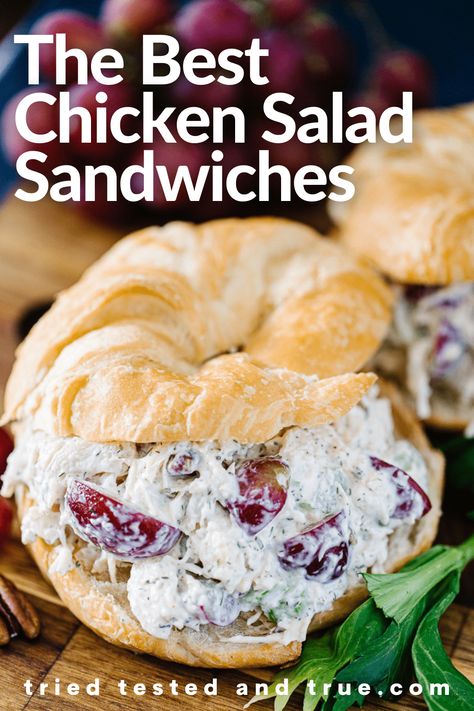 Chicken Salad Sandwiches - Tried Tested and True Costco Chicken Salad, Cold Chicken Salads, Chicken Salad Croissant, Best Chicken Salad Recipe, Chicken Salad Sandwiches, Homemade Chicken Salads, Costco Rotisserie Chicken, Chicken Salad Sandwich Recipe, Chicken Salad With Grapes