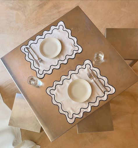 Our wavy placemats elevate every table setting 〰️ Wavy Placemats, Kitchen Placemats, Table Setting, Placemats, Table Settings, Dining Room