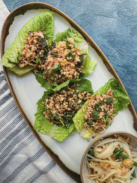 Larb Gai | Thai Minced Chicken Laap Salad Recipe on Food52, a recipe on Food52 Laab Recipe, Chicken Laab, Larb Salad, Larb Gai, Chicken Larb, Larb Recipe, Minced Chicken, Minced Chicken Recipes, Thai Chicken Salad