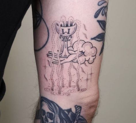 Ace Of Cups Tattoo, Tarot Tattoo Design, Plus Size Tattoos, Ace Of Cups, Unique Tarot Cards, Ace Of Swords, Cup Tattoo, Court Cards, Tarot Card Tattoo