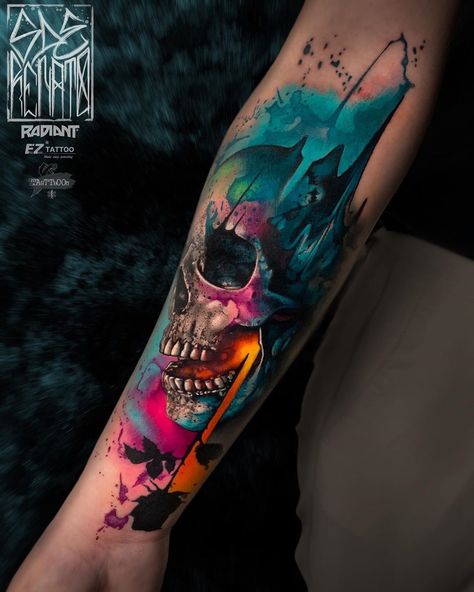 Colour Realism Arm Tattoo   #realismtattoo #colourtattoo #skingiants #tattooist #tattoolove #tattooed #tattoosleeve #tattoodesign #tattoolover #tattooworld #tattoosofinstagram #tattoolovers #tattooarm #inked #tat #tats Vintage Tattoos, Surreal Tattoo, Skull Sleeve Tattoos, Skull Sleeve, Biomechanical Tattoo, Tatuaje A Color, Colorful Skulls, Skull Tattoo Design, 3d Tattoo