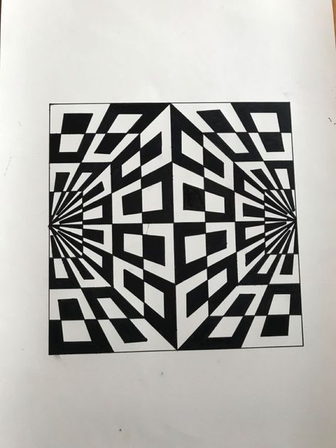 Optical Illusion Black And White, Opt Art Optical Illusions, Optic Illusion Drawing, Optical Illusions Art Drawing, Op Art Ideas, 3d Illusion Drawing, Optical Illusions Drawings, Op Art Lessons, Optical Illusion Art