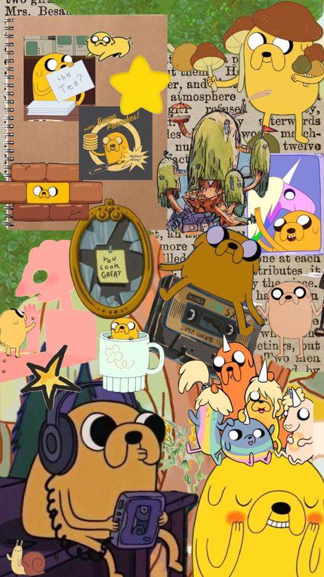 #jakethedog #adventuretimeaesthetic #adventuretime Time Collage, Jake Adventure Time, Adveture Time, Adventure Time Wallpaper, Adventure Time Cartoon, Computer Wallpaper Desktop Wallpapers, Jake The Dogs, Anime Cover Photo, Iphone Wallpaper Photos