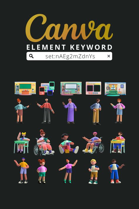 Canva Students Element, 3d Elements Canva, Canva 3d Elements, Canva Education, Student Presentation, Abc Font, Canva Hacks, Education Poster Design, Keyword Elements Canva