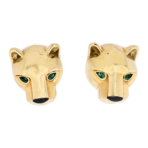 Cartier Panthere 18K Yellow Gold Head Stud Earrings For Sale at 1stDibs Cartier Earrings, Emerald Cut Diamond Ring, Cartier Panthere, 18k Gold Earrings, Yellow Gold Earring, Emerald Cut Diamonds, Gold Hoop, Vintage Cartier, Gold Hoop Earrings