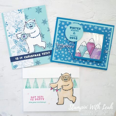 Yeti Stampin Up Cards, Stampin Up Yeti To Party, Yeti To Party Stampin Up Cards, Yeti To Party, Xmas Animals, Card Inspo, Stampin Up Christmas Cards, Party Bundles, Going Live