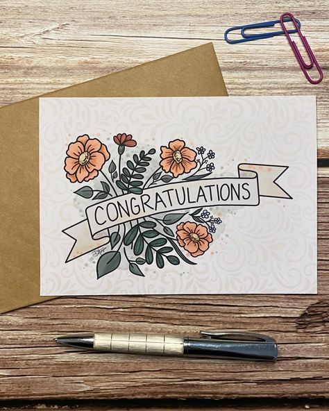 Excited to share the latest addition to my #etsy shop: Hand-Drawn Floral Doodle Congratulations Card | Cottage-Core Design | Graduation, Retirement, New Baby, Housewarming | A7 or A2 Sizes #retirementcard #cutegreetingcard #handmadecard #graduationcard #floraldoodlecard #newbabyoccasion #cottagecoredesign #a7sizecard #a2sizecard Congratulations Baby Card, Baby Congratulations Card, Core Design, Floral Doodle, Retirement Cards, Drawn Floral, Graduation Cards, Congratulations Card, Baby Cards