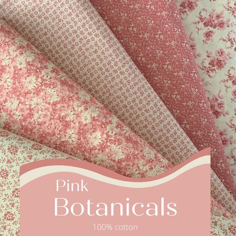 Quality 100%  Cotton Fabric Collection "Botanicals" by Santee Print Works.  The "Hope Chest Florals" collection.  Pink/Ivory. 100% Cotton. 45" Width. Soft, lightweight, tight weave.  Suitable for clothing, light home decor, quilting, and crafting.    Machine Wash/Tumble Dry Low. Choose your fabric length in the drop down box and then choose quantity.  For example need 3 yards?...choose "full yard" then the quantity of 3 for three yards of a continuous cut of fabric. Need 1-1/2 yards?...choose "h Pretty Fabric Prints, Flower Pattern Fabric, Shabby Chic Quilts, Pink Floral Fabric, Pink Botanical, Shabby Chic Fabric, Vintage Floral Fabric, Botanical Collection, Dress Making Patterns