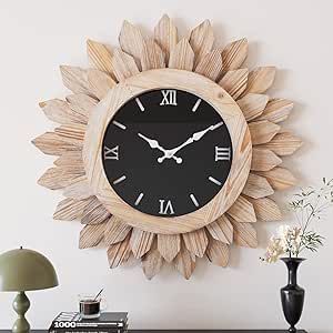 Farmhouse Wood Wall, Large Wall Clock Decor, Clock For Living Room, Deco Boho, Wall Watch, Room Deco, Wood Wall Clock, Large Wall Clock, Glass Cover