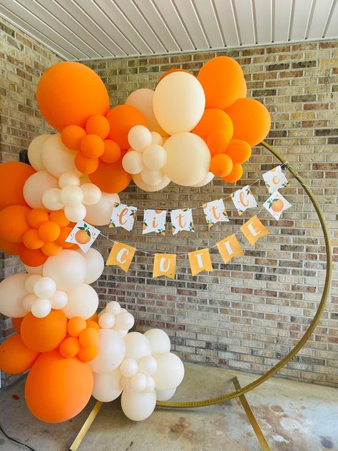 Little Cutie Baby Shower Balloon Arch Little Cutie Gender Reveal Decorations, Orange Balloon Decorations, Orange Baby Shower Decorations, Orange Balloon Arch, Orange Balloon Garland, Shower Balloon Arch, Baloon Garland, Baby Shower Balloon Arch, Fruit Birthday Party