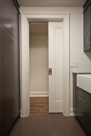 Mudrooms, Pantries and Pocket Doors Pocket Doors Bathroom, Interior Pocket Doors, Sliding Pocket Doors, Door Bathroom, Cottage Renovation, Pocket Door, Kitchen Doors, Bathroom Doors, Interior Barn Doors