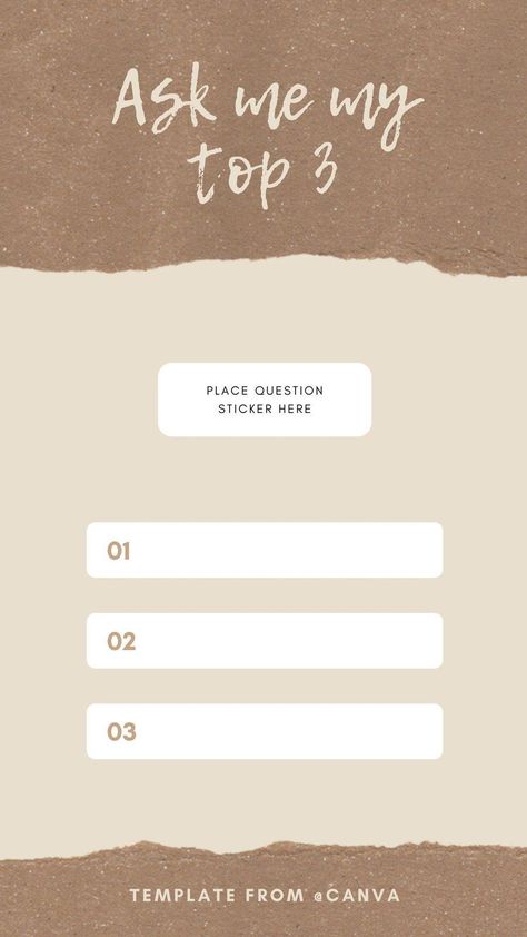 Ask Me A Question Instagram Story Template My Top 3 Template, Top 3 Template, Custom Bingo Cards, Bingo Card Template, Instagram Story Ads, Instagram Story Questions, Bingo Template, Goals Template, My Top 3