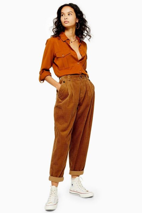 Casual Corduroy Peg Trousers | Topshop Women Pleated Trousers, Pegged Trousers Outfit, Peg Trousers Outfit, Corduroy Joggers Outfit, Balloon Trousers Outfit, Casual Corduroy Pants, Pegged Pants Outfit, Cordory Pants Outfits, Courderoy Pants Outfits Women