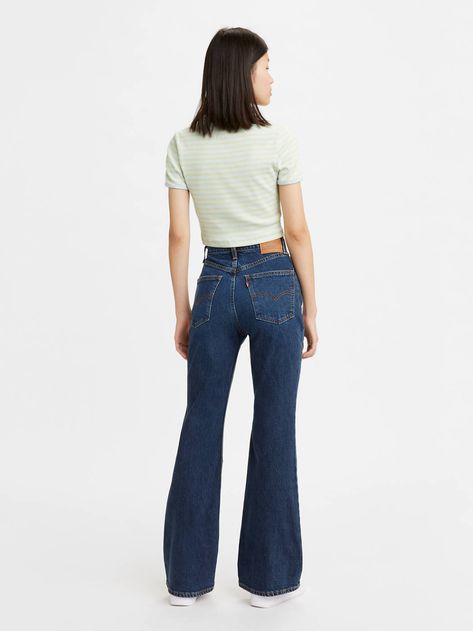 70's High Rise Flare Women's Jeans - Dark Wash | Levi's® US Dark Wash High Waisted Jeans, 70s Jeans, Emotionally Attached, High Wasted Jeans, High Waisted Flare Pants, Fashion Mood Board, High Waisted Flares, Wide Jeans, Fashion 2020