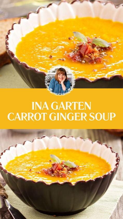 Ina Garten Carrot Ginger Soup Cream Carrots, Carrot Ginger Soup Recipe, Sweet Cream Butter, Comforting Dinner, Carrot Ginger Soup, Ginger Soup, Ina Garten Recipes, Homemade Soup Recipe, Cream Butter