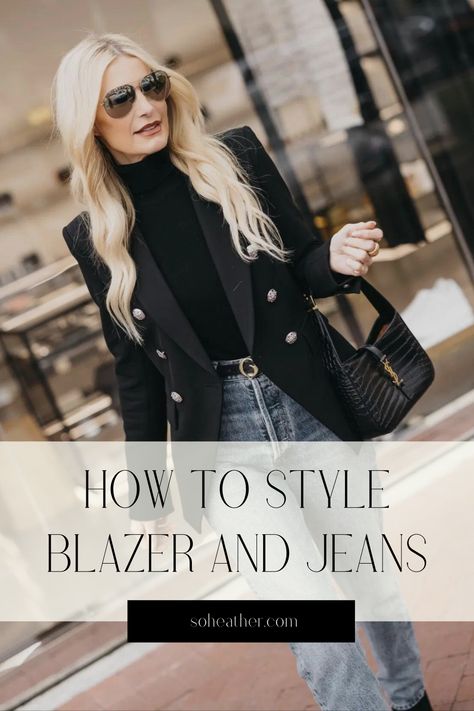 Blazer Jeans Boots Outfit Women, Black Blazer Black Jeans Outfit, Black Jeans Blazer Outfit, Black Blazer And Jeans Outfit Women Work, Blazer And Jeans Outfit Women Night Out, Black Blazer Jeans Outfit Women, Jeans With Black Blazer Outfit, Blazer And Jeans Outfit Winter, Black Blazer With Jeans Outfit