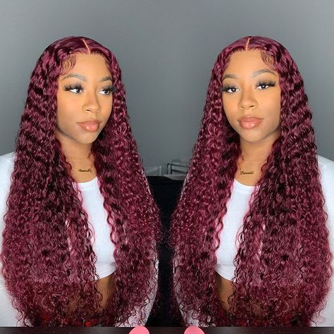 Black Curly Lace Front Wigs, Lace Front Wigs Premier Lace Wigs, Burgundy Wet And Wavy Hair, Deep Wave Red Wig, 99j Deep Wave Wig, Colored Deep Wave Hair, Fairwell Ideas, Red Deep Wave Wig, Burgundy Deep Wave Wig