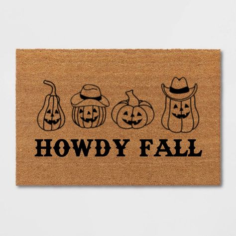 Howdy Fall Door Mat | Halloween Doormat | Welcome Mat | Hello Pumpkin Fall Wooden Door Hangers, Fall Door Mat, Pumpkin Doormat, Cute Door Mats, Halloween Diy Door, Halloween Mats, Girls Night Crafts, Porch Mat, Door Mat Diy