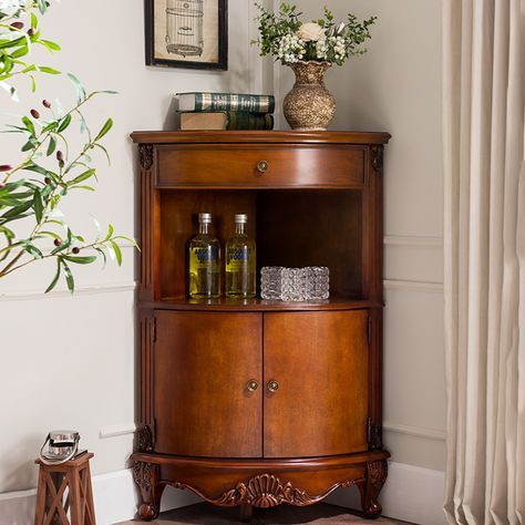 Corner Wine Cabinet, Corner Bar Cabinet, Wood Accent Cabinet, Coin Bar, Armoire D'angle, Home Bar Cabinet, Corner Bar, Wood Accent, Corner Cabinet