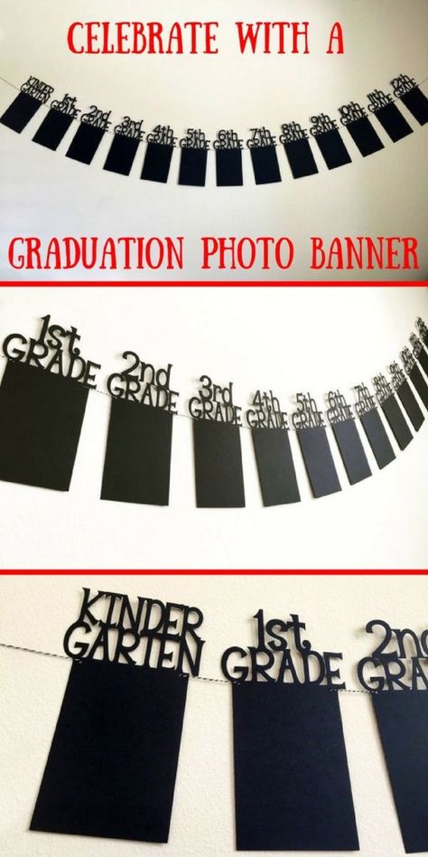 Diy Graduation Decorations Party, Graduation Photo Banner, Senior Graduation Party, Graduation Party High, College Graduation Photos, Graduation Party Diy, Picture Banner, Graduation Party Planning, Graduation Party Themes