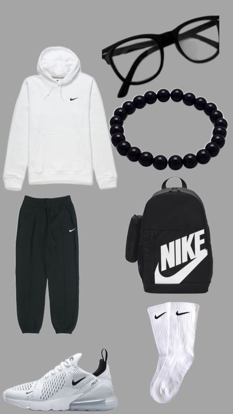 Black Nike Sweatpants Outfits School, Nike Sweatpants Outfit School, Nike Sweatpants Outfits, Black Nike Sweatpants Outfits, Sweatpants Fits, Black Nike Sweatpants, Sweatpants Outfits, Black And White Nike, School Kit