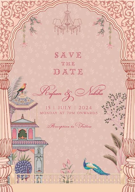 Mughal Wedding Card, Mughal Wedding, Hindu Wedding Invitation Cards, Wedding Invitation Vector, Hindu Wedding Invitations, Date Invitation, Wedding Invitation Card Design, Indian Wedding Invitations, Wedding Invitation Card