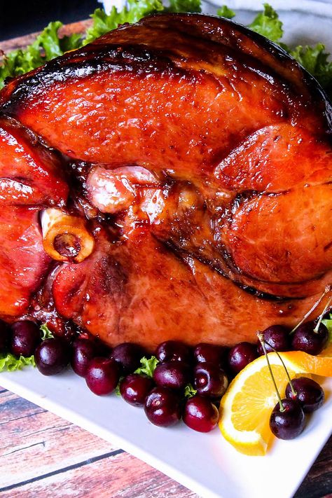 Bourbon Orange Glazed Ham, Cherry Bourbon Glazed Ham, Cherry Glazed Ham Recipes, Cherry Bourbon Ham Glaze, Cherry Glaze For Ham, Bourbon Ham Glaze, Cherry Glazed Ham, Bourbon Ham, Cherry Ham