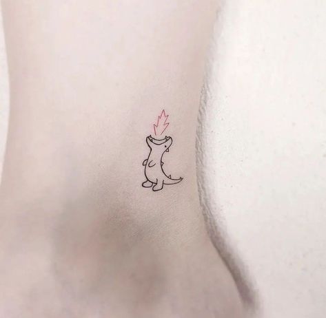 Tattoo Ideas Small Dinosaur, Cute Tattoos Dinosaur, Cute Tattoos Dragon, Small Tattoo Dinosaur, Fun Cute Tattoo Ideas, Tattoo Mini Cute Simple, Small Simple Animal Tattoos, Minimalistic Dinosaur Tattoo, Creative Tiny Tattoos