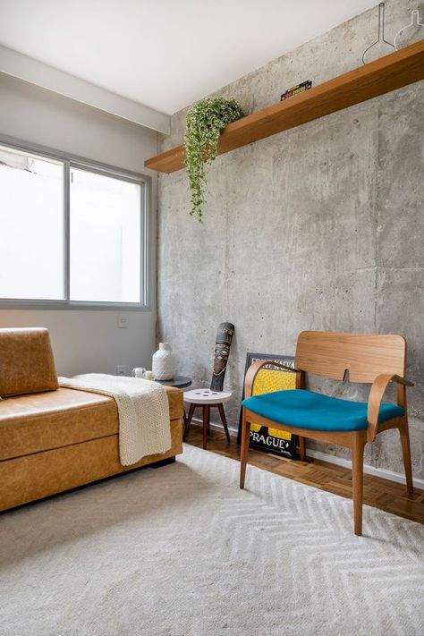 Concrete Walls Interior, Alternatives To Drywall, Personal Bedroom, Concrete Room, Elegant Apartment, Instagram Decor, Apartment Walls, Concrete Interiors, Diy Accent Wall