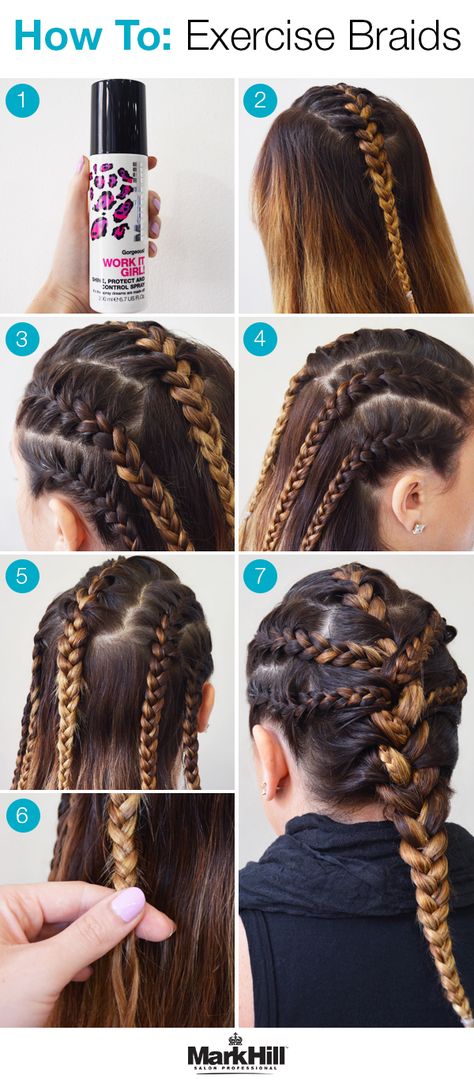 Beat the sweat and humidity of summer and gear up for your workout with this braided exercise hairstyle. Softball Hair Braids, Mma Hairstyles, Hair Step By Step, Styles Braids, Sport Hair, Workout Hairstyles, Pinterest Hair, Braids For Long Hair, Gymnast