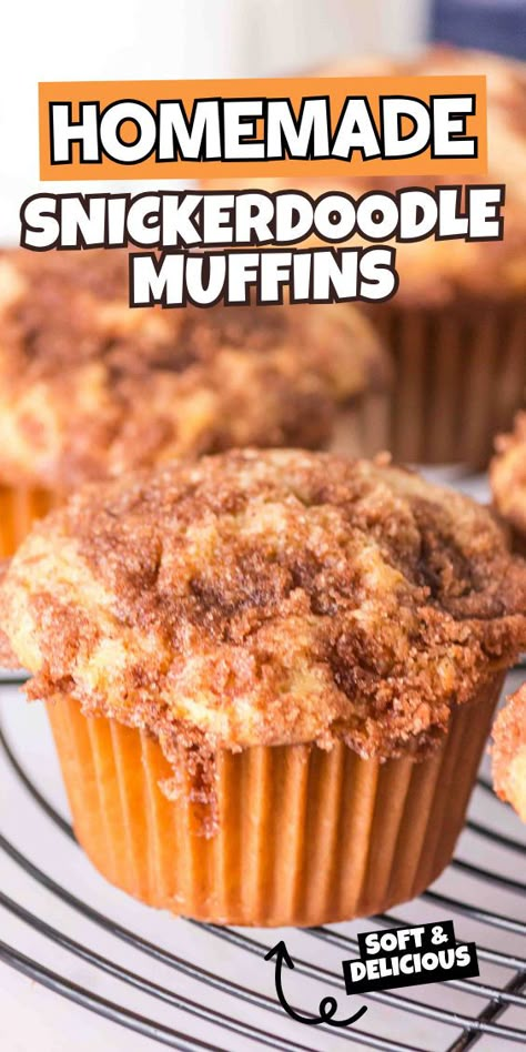 Delicious snickerdoodle muffin recipe Snickerdoodle Muffins Recipe, Muffin Top Recipes, Snickerdoodle Muffins, Simple Family Meals, Simple Muffin Recipe, Homemade Bread Recipes Easy, Snickerdoodle Cookies, Homemade Muffins, Snickerdoodle Cookie Recipes