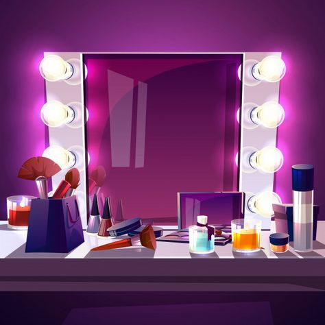 Makeup square mirror with lamps bulb, ca... | Free Vector #Freepik #freevector #background #frame #light #fashion Lamps Illustration, Illustration Mirror, Best Vanity Mirror, Mirror Illustration, Mirror Drawings, Makeup Illustration, Casa Anime, Gacha Backgrounds, Episode Interactive Backgrounds