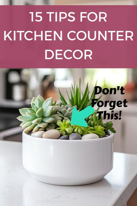 Practical tips for getting perfect decor for your kitchen counter to give a cheap, budget makeover for your kitchen. Kitchen Counter Top Decor Ideas, Vintage Copper Tea Kettle, Budget Makeover, Vintage Bread Boxes, Copper Tea Kettle, Geometric Vases, Kitchen Counter Decor, White Pot, Counter Decor