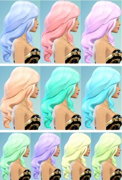 Ohmyglobsims:Pastel Hair Recolors for Sims 4 Sims 4 Cc Pastel Hair, Sims 4 Pastel Cc, Two Color Hair, Light Pink Hair, Split Dyed Hair, Light Blue Hair, Sims Packs, Mint Hair, Hair Color Pastel