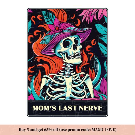 Tarot Card Svg Free, Skeleton Mom Svg, Mom Skull Svg, Witchy Shirts Svg, Edgy T-shirt With Sublimation Print For Halloween, Funny Tarot, Women Skeleton, Card Png, Mama T Shirt