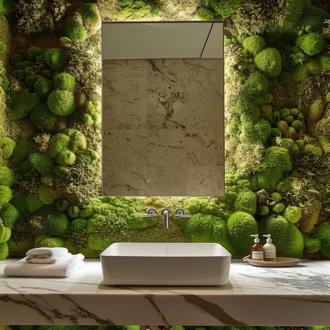 Elevate your bathroom with our moss background mirror. Embrace nature’s tranquility with lush, vibrant moss that adds a touch of organic beauty to your space. Conceptual AI Art Follow @ecosapiens for more! Moss Background, Embrace Nature, Organic Beauty, Lush, Mirror, Beauty, Quick Saves, Art, Nature